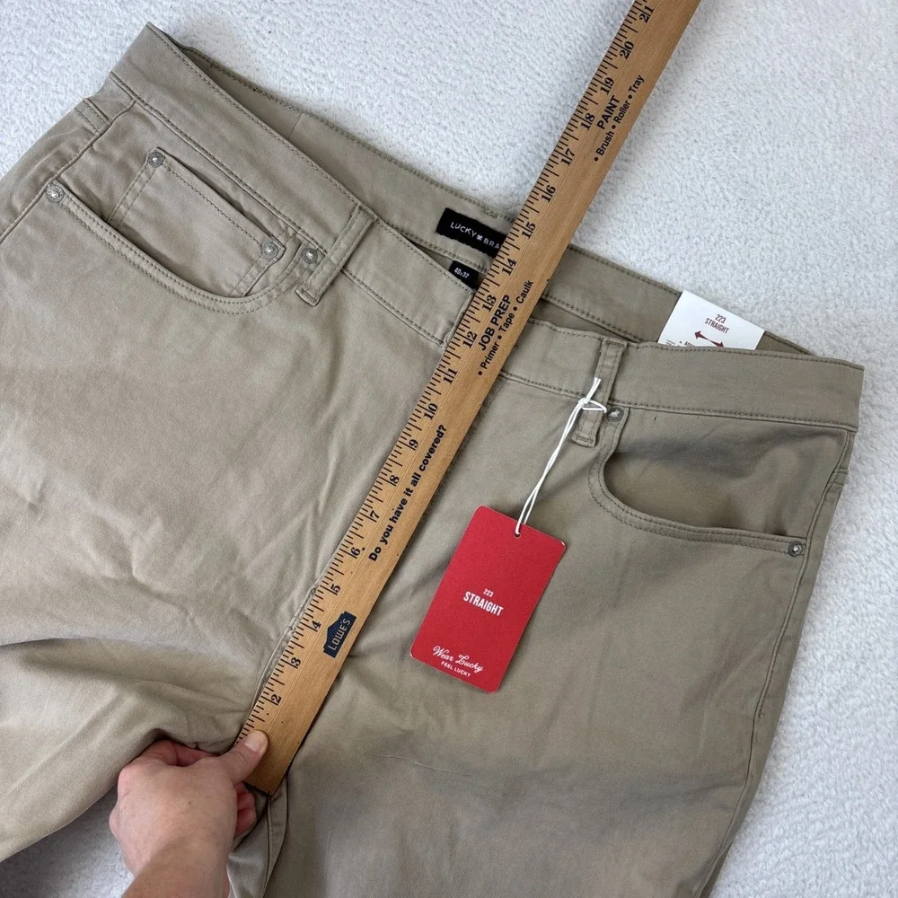 NEW LUCKY BRAND 223 Straight Leg 5-Pocket Pants Mens 40/32 Khaki Tan Stretch NWT